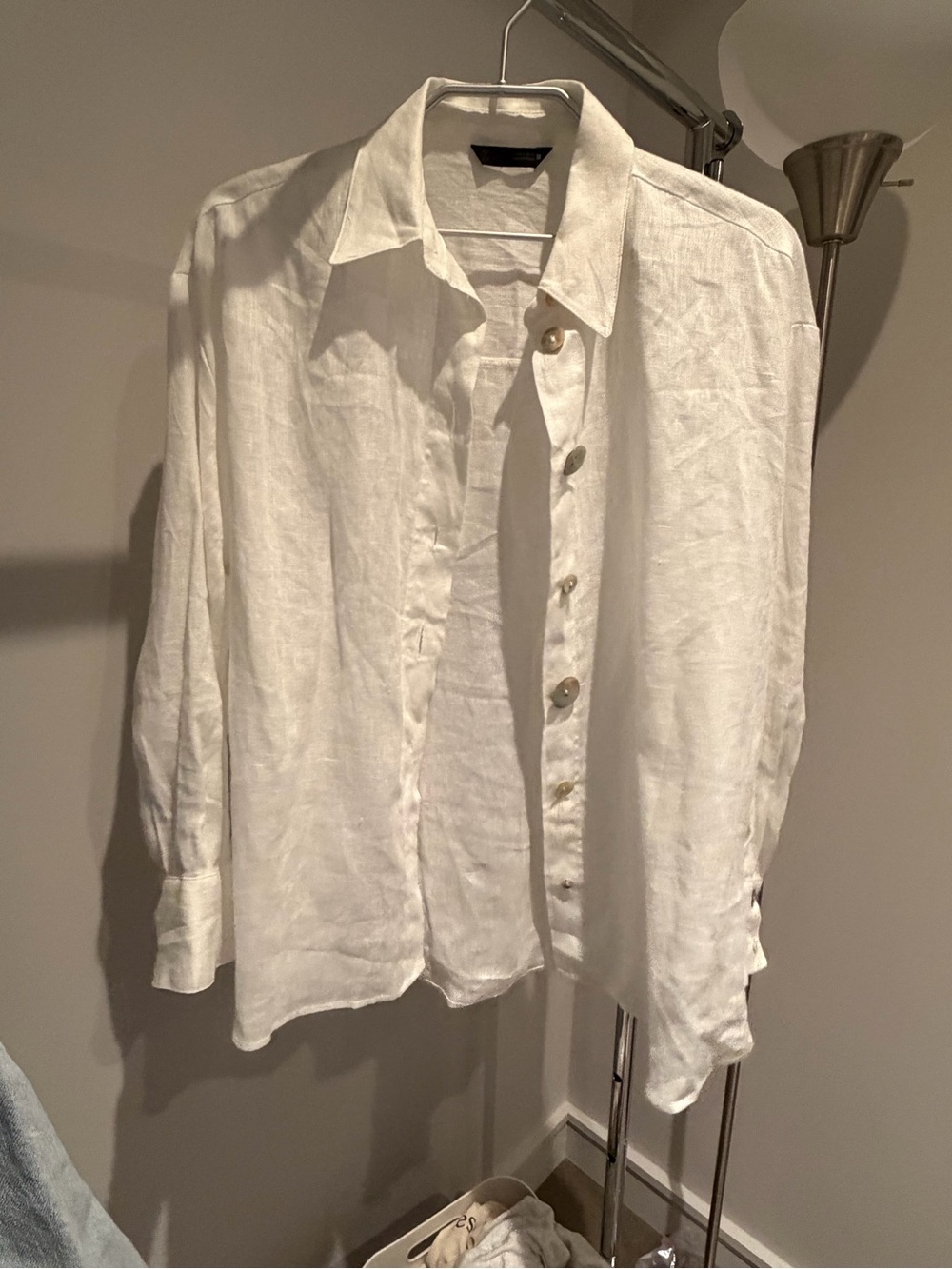 Zara Classic White Linen Button-Up Shirt for Men